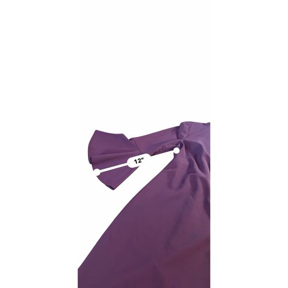 Eliza J Women's Bell Sleeve V-Neck Cut Out Shift Eggplant Dress - Picture 7 of 13